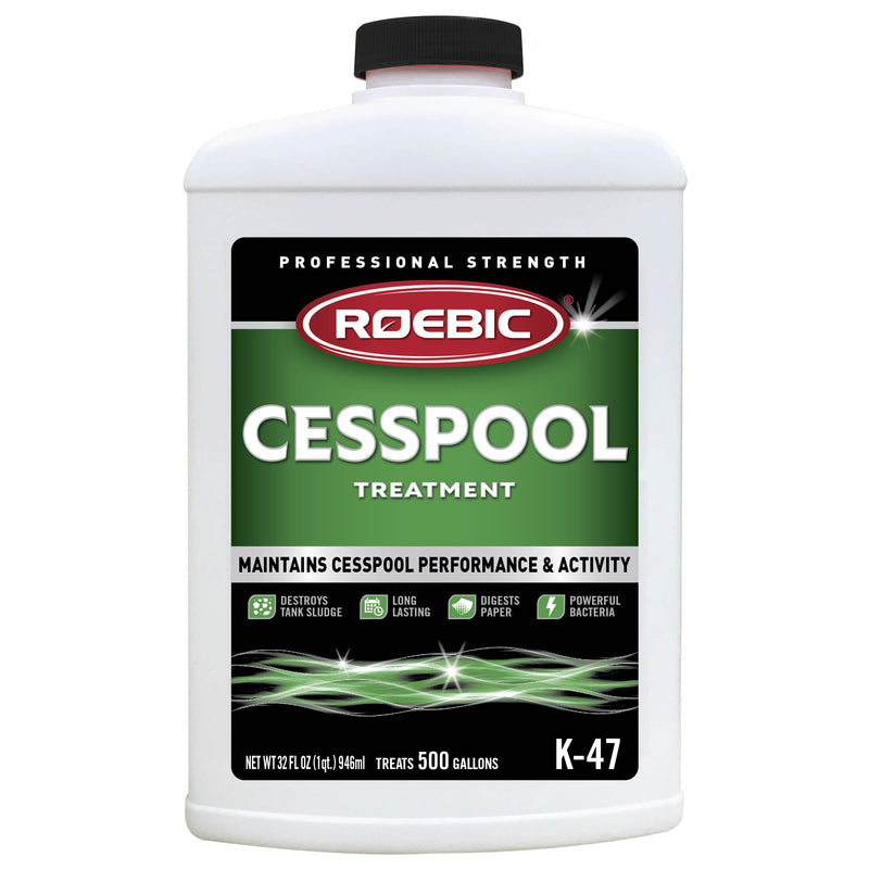 Roebic K-47 Cesspool Bacteria Treatment, Liquid, Straw, Earthy, 1 qt, Pack of 4