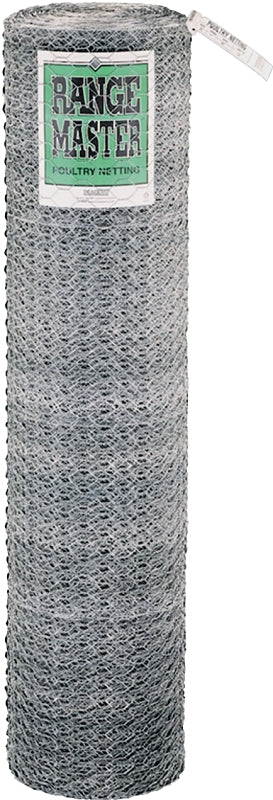 Rangemaster 6026 Poultry Net, 50 ft L, 36 in W, 20, Hexagonal Mesh, 2 in Mesh, Galvanized Steel