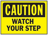 Hy-Ko 567 Caution Sign, Rectangular, WATCH YOUR STEP, Black Legend, Yellow Background, Polyethylene, Pack of 5