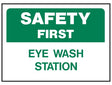 Hy-Ko 573 Safety Sign, Rectangular, EYE WASH STATION, Green Legend, White Background, Polyethylene, Pack of 5