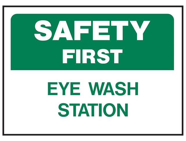 Hy-Ko 573 Safety Sign, Rectangular, EYE WASH STATION, Green Legend, White Background, Polyethylene, Pack of 5