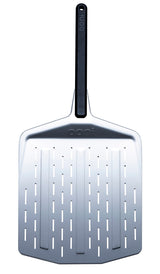 Ooni UU-P06401 Perforated Pizza Peel, 26 x 12 x 1.18 in Dimensions, Aluminum Blade, Black Handle, Dishwasher Safe: No
