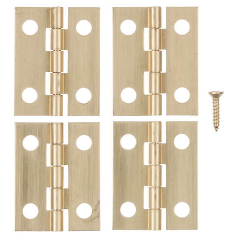 Ace 1 in. W X 3/4 in. L Polished Brass Brass Narrow Hinge 4 pk