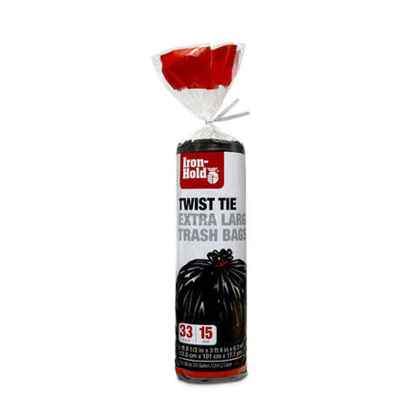 Iron-Hold 33 gal Trash Bags Twist Tie 15 pk, Pack of 12
