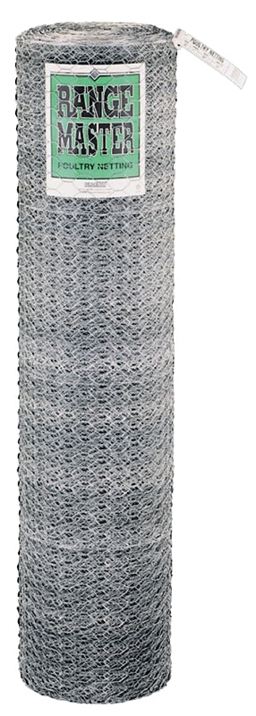 Rangemaster 5930 Poultry Net, 150 ft L, 72 in W, 20 Gauge, Hexagonal Mesh, 1 in Mesh, Steel