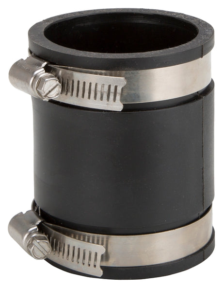 ProSource FC56-22 Coupling, 2 x 2 in, Cast Iron, Plastic and Steel Drain Pipes, PVC, Black