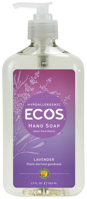 Ecos 9665/6 Hand Soap Clear, Liquid, Clear, Lavender, 17 oz, Bottle