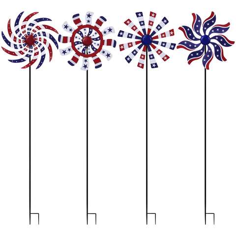 Alpine Multicolored Metal 37 in. H Patriotic Windmill Outdoor Garden Stake, Pack of 8