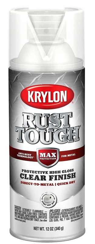 Krylon Rust Tough K09247008 Enamel Spray Paint, Gloss, Clear, 12 oz Can, Pack of 6