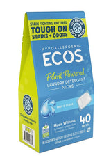 Ecos 9637/06 Laundry Detergent Pack, 40, Capsule, Free and Clear