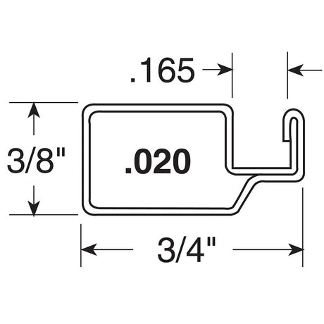 Make-2-Fit PL-14059 Screen Frame, For: PL14274 White Nylon Corners, PL14282 Metal Miter Corners, 3/4 in W, 94 in L, Pack of 20