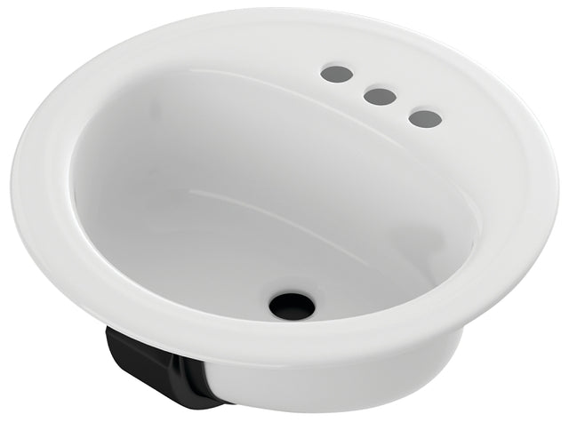Bootz Laurel Series 021-2435-00 Lavatory Sink, Round Basin, 3-Deck Hole, 19 in OAW, 19 in OAH, 7-13/16 in OAD, Steel