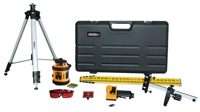 Johnson 40-6517 Laser Level Kit, 200 ft, +/-1/8 in at 50 ft Accuracy, Red Laser