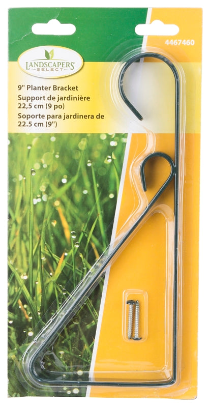 Landscapers Select GB0363L Hanging Plant Bracket, 9-5/8 L, Steel, Forest green, Wall Mount Mounting