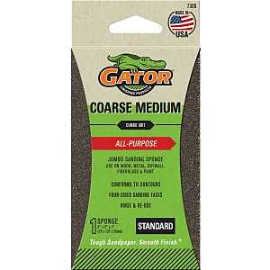 Gator 7308 Sanding Sponge, 5 in L, 3 in W, Coarse, Medium, Aluminum Oxide Abrasive
