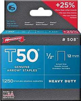 Arrow T50 Series 50824 Staple, For: T50 OC Stapler, 3/8 in W Crown, 1/2 in L Leg, Pack of 4