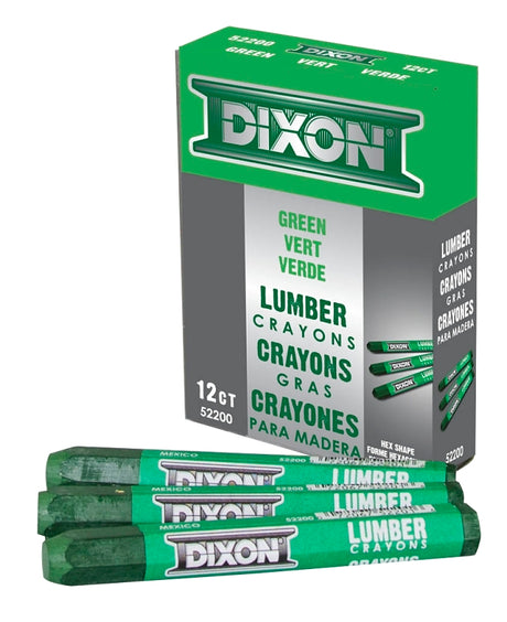Dixon Ticonderoga 52200 Lumber Crayon, Green, 1/2 in Dia, 4-1/2 in L, Pack of 12