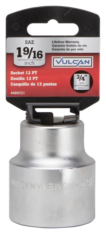 Vulcan MT-SS6050 Drive Socket, 1-9/16 in Socket, 3/4 in Drive, 12-Point, Chrome Vanadium Steel, Chrome