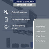 Chamberlain C1000 ½ HP Chain Drive Smart Garage Door Opener with 1-Bulb Lighting and myQ Connectivity