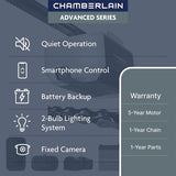 Chamberlain C4310 3/4 HP Battery Backup Smart Chain Drive Garage Door Opener with Camera & 2-Bulb Lighting