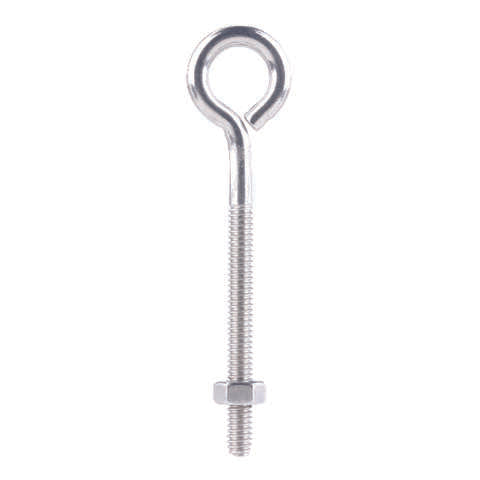 Hampton 1/4 in. X 4 in. L Stainless Stainless Steel Eyebolt Nut Included, Pack of 10