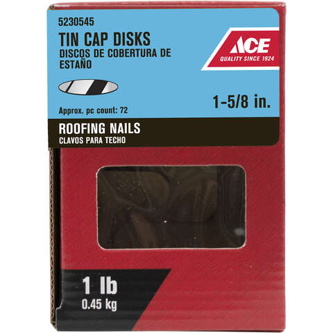 Ace 1-5/8 in. Roofing Plastic/Steel Tin Cap Disks Flat Head 1 lb