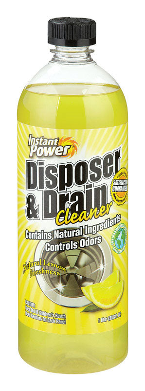 Instant Power 1501 Disposal and Drain Cleaner, 1 L, Liquid, Lemon, Yellow, Pack of 4