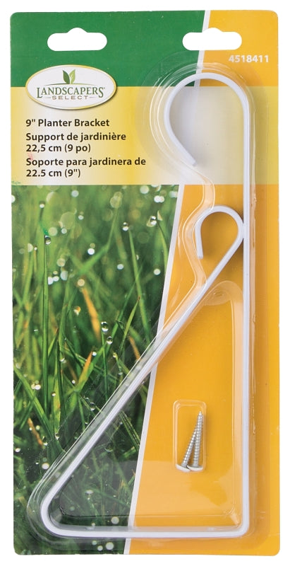 Landscapers Select GB0373L Hanging Plant Bracket, 9-5/8 L, Steel, White, Wall Mount Mounting