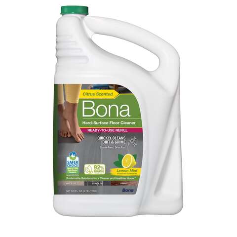 Bona Lemon Mint Scent Hard Surface Floor Cleaner Liquid 128 oz, Pack of 4