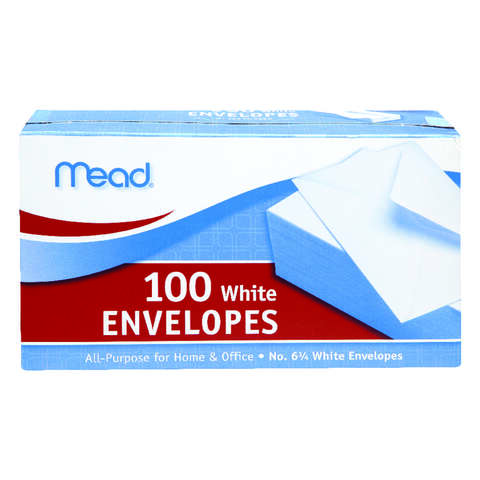 Mead 3.63 in. W X 6.75 in. L A6 White Envelopes 100 pk, Pack of 24