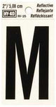 Hy-Ko RV-25/M Reflective Letter, 1-1/2 in W x 3 in H Dimensions, Character: M, 2 in H Character, Black Character, Vinyl, Pack of 10