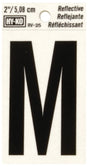 Hy-Ko RV-25/M Reflective Letter, 1-1/2 in W x 3 in H Dimensions, Character: M, 2 in H Character, Black Character, Vinyl, Pack of 10