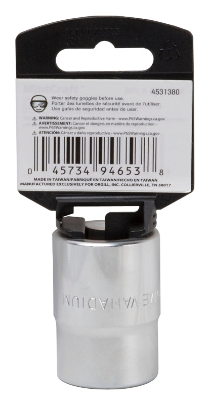 Vulcan MT-SS6030 Drive Socket, 15/16 in Socket, 3/4 in Drive, 12-Point, Chrome Vanadium Steel, Chrome