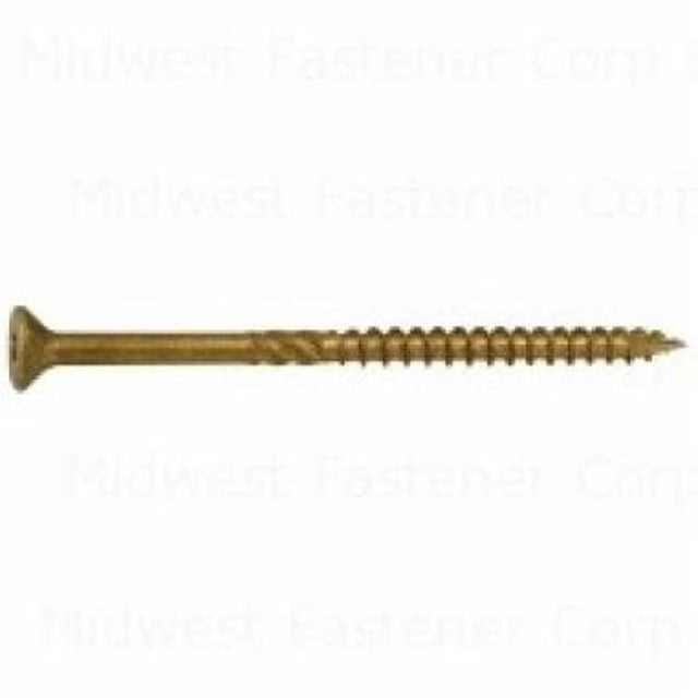 SaberDrive 50756 Deck Screw, #10 Thread, 3-1/2 in L, Serrated Thread, Bugle Head, Star Drive, Type 17 Point, Tan, Steel