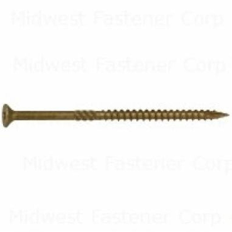 SaberDrive 50757 Deck Screw, #10 Thread, 4 in L, Serrated Thread, Bugle Head, Star Drive, Type 17 Point, Tan, Steel