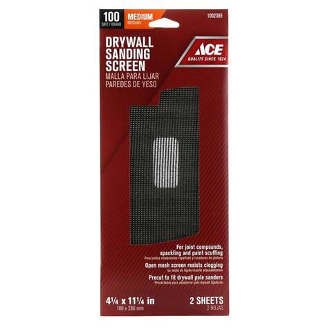 Ace 11-1/4 in. L X 4-1/4 in. W 100 Grit Silicon Carbide Drywall Sanding Screen 2 pk, Pack of 10