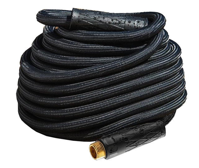 HydroSteel Pro 8586 Water Hose with Brass Nozzle, 3/8 in, 50 ft L, Rubber/Vinyl, Black