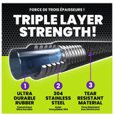 HydroSteel Pro 8588 Water Hose with Brass Nozzle, 3/8 in, 100 ft L, Rubber/Vinyl, Black