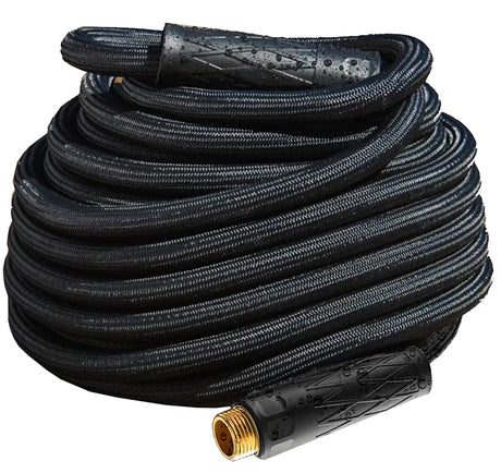 HydroSteel Pro 8588 Water Hose with Brass Nozzle, 3/8 in, 100 ft L, Rubber/Vinyl, Black