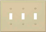 Eaton PJ3V Wallplate, 7-1/4 in L, 6 in W, 3-Gang, Polycarbonate, Ivory, High-Gloss, Pack of 15