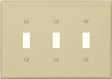 Eaton PJ3V Wallplate, 7-1/4 in L, 6 in W, 3-Gang, Polycarbonate, Ivory, High-Gloss, Pack of 15