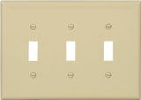 Eaton PJ3V Wallplate, 7-1/4 in L, 6 in W, 3-Gang, Polycarbonate, Ivory, High-Gloss, Pack of 15