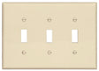 Eaton PJ3LA Switch Wallplate, 4.87 in L, 6-3/4 in W, 3-Gang, Polycarbonate, Light Almond, High-Gloss