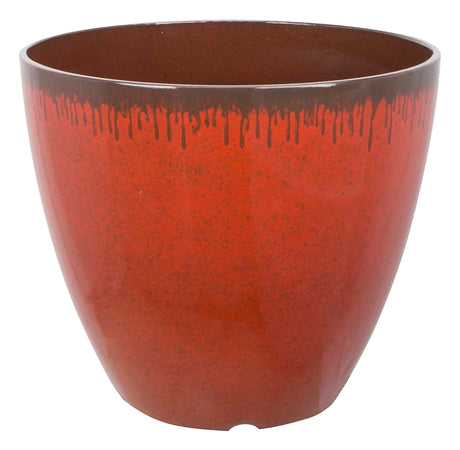 Landscapers Select PT-S023 Planter, 12 in Dia, 10 in H, Round, Resin, Red, Mocha Drip, Pack of 6
