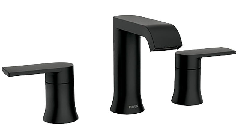 Moen Genta Series 84763BL Bathroom Faucet, 1.2 gpm, 2-Handle, 3-Faucet Hole, Metal, Matte Black, Lever Handle