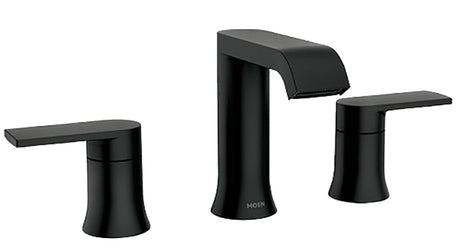 Moen Genta Series 84763BL Bathroom Faucet, 1.2 gpm, 2-Handle, 3-Faucet Hole, Metal, Matte Black, Lever Handle