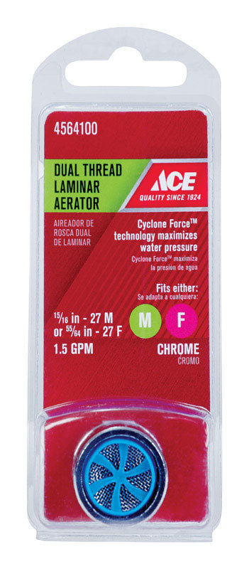 Ace Dual Thread 15/16 in.- 27M x 55/64 in.-27F Chrome Aerator Adapter