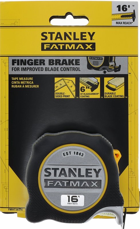Fatmax FMHT38316S Tape Measure, 16 ft L Blade, 1-1/4 in W Blade