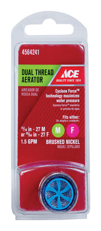 Ace Dual Thread 15/16 in.- 27M x 55/64 in.-27F Brushed Nickel Aerator Adapter