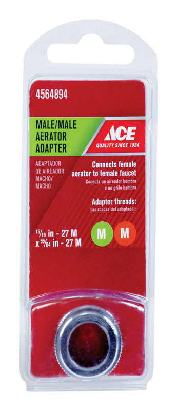 Ace Male Thread 15/16 in.-27M x 55/64 in.-27M Chrome Aerator Adapter